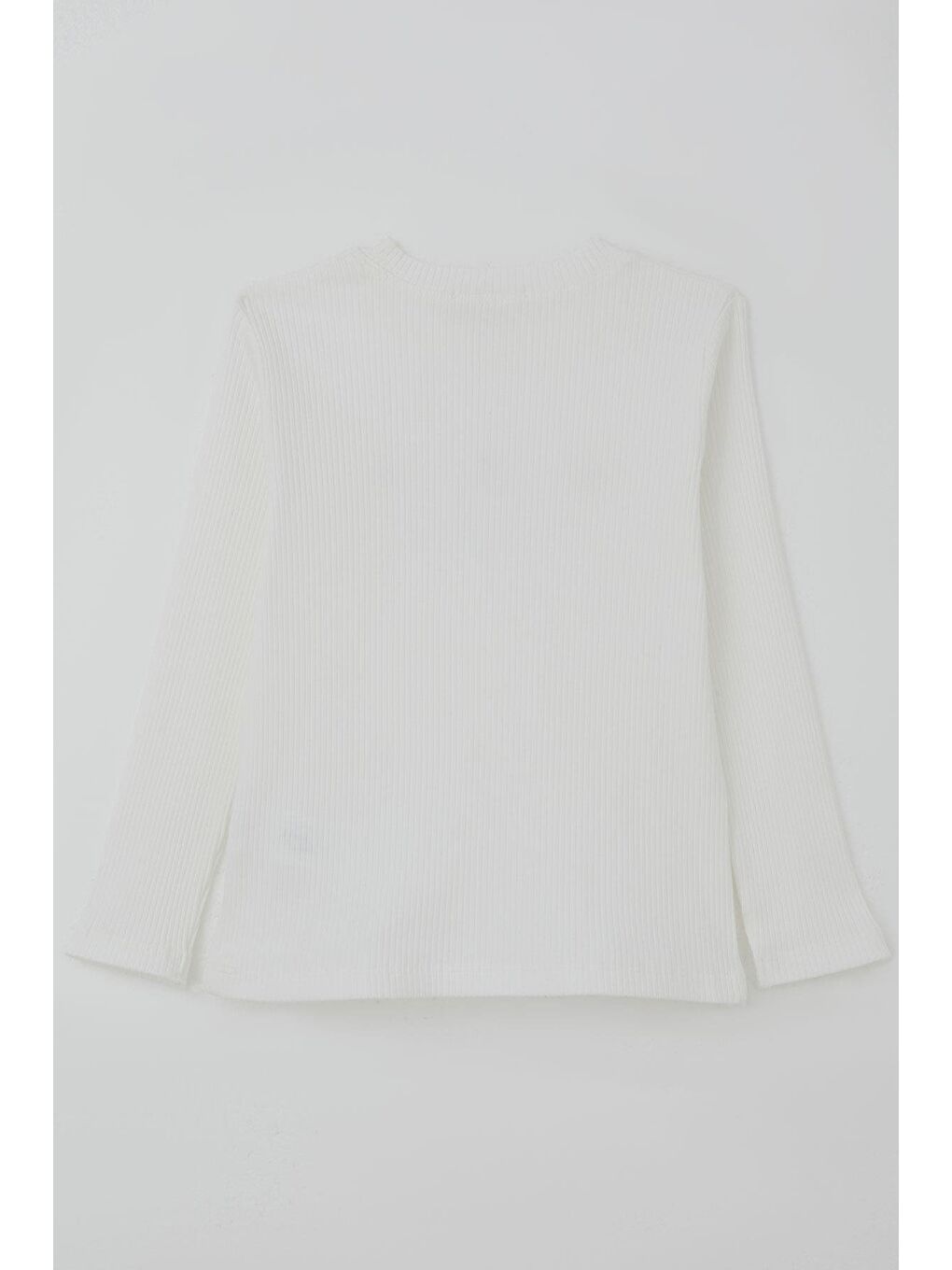 Kız Çocuk Uzun Kollu Tişört Çiçek Aplike Armalı Yazı Baskılı Beyaz (5-9 Yaş)-1