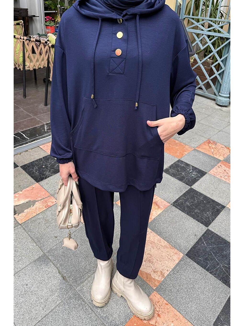Kapüşonlu İkili Takım Lacivert-2