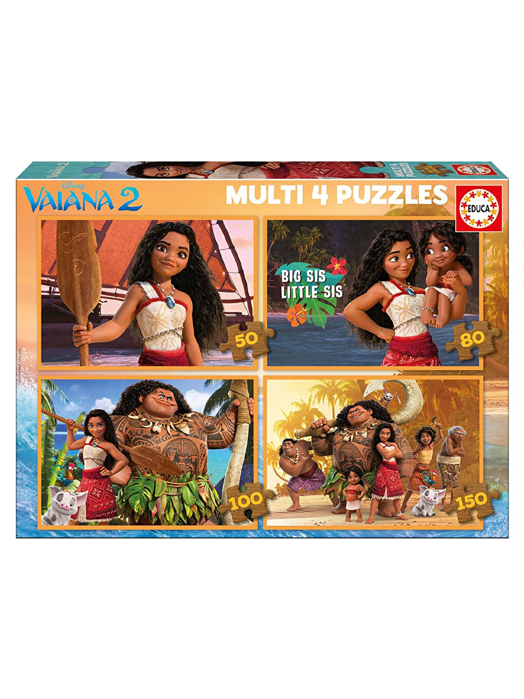 Çocuk Puzzle Multi 4 Vaiana 2 50+80+100+150 Parça 20104