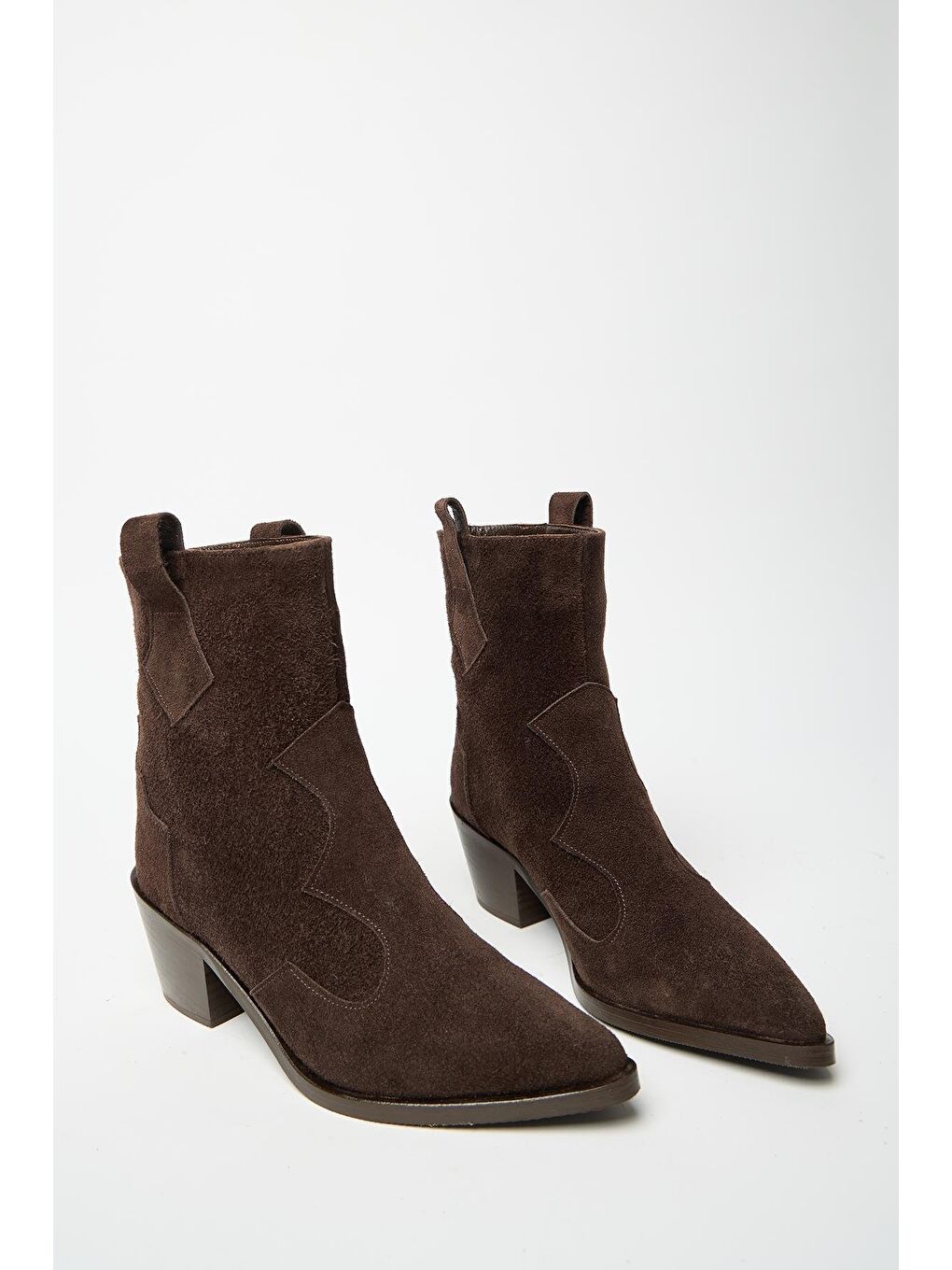 Kadın Kahverengi Hakiki Süet Western Kovboy Bot – Sivri Burun Topuklu-2