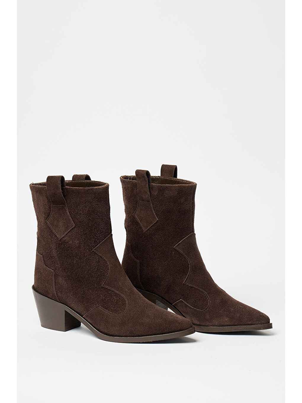 Kadın Kahverengi Hakiki Süet Western Kovboy Bot – Sivri Burun Topuklu-3