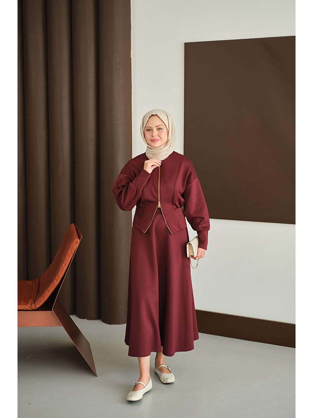 Kadın Beli Korse Detay Takım Bordo-2