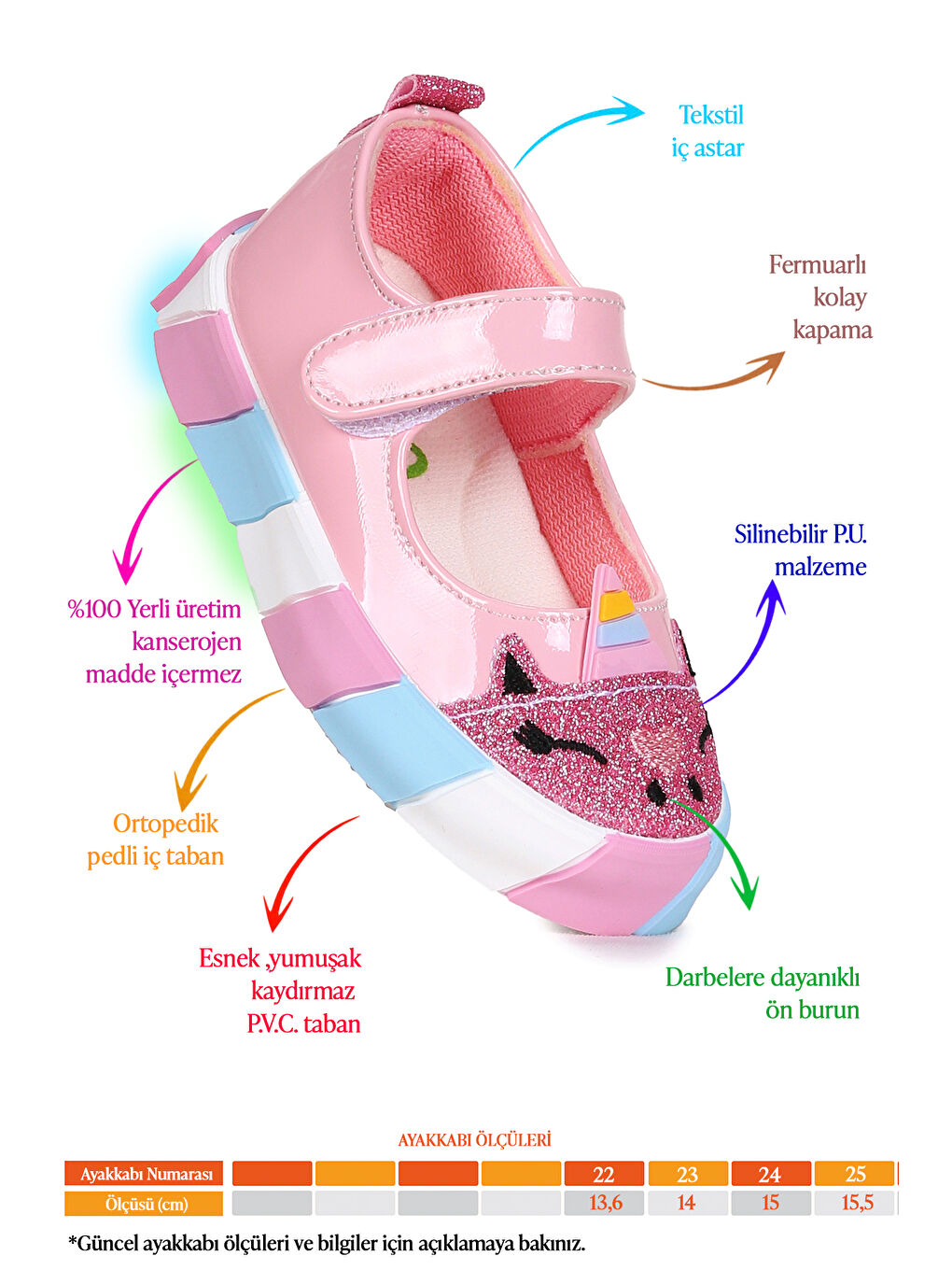 Pembe Gilan Cırtlı Işıklı Kız Bebek Babet Ayakkabı-1