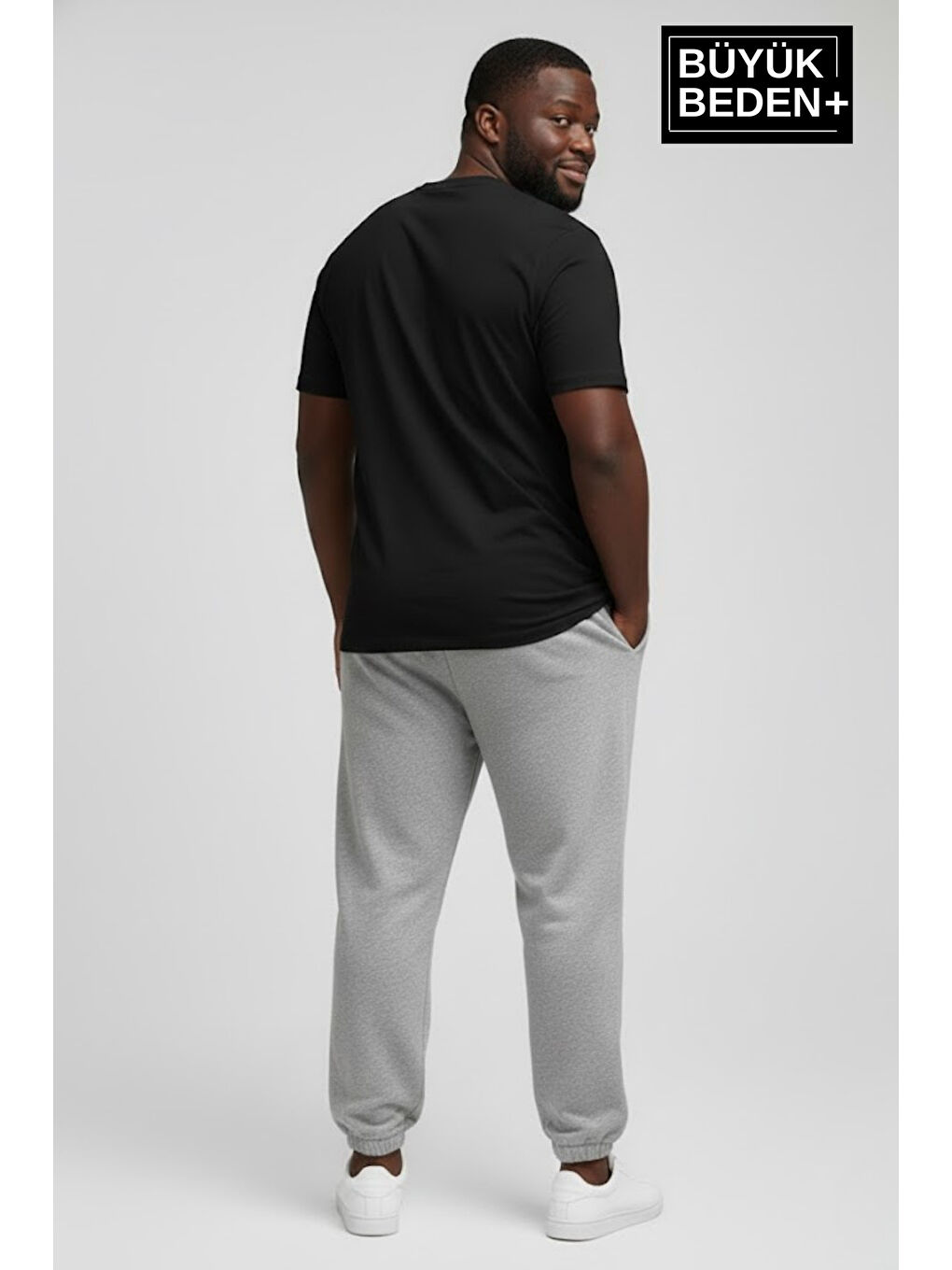 Gri Erkek Büyük Beden BROOKLYN Baskılı Paça Lastikli Jogger İnce Eşofman Altı SPR26BEA951-2-2