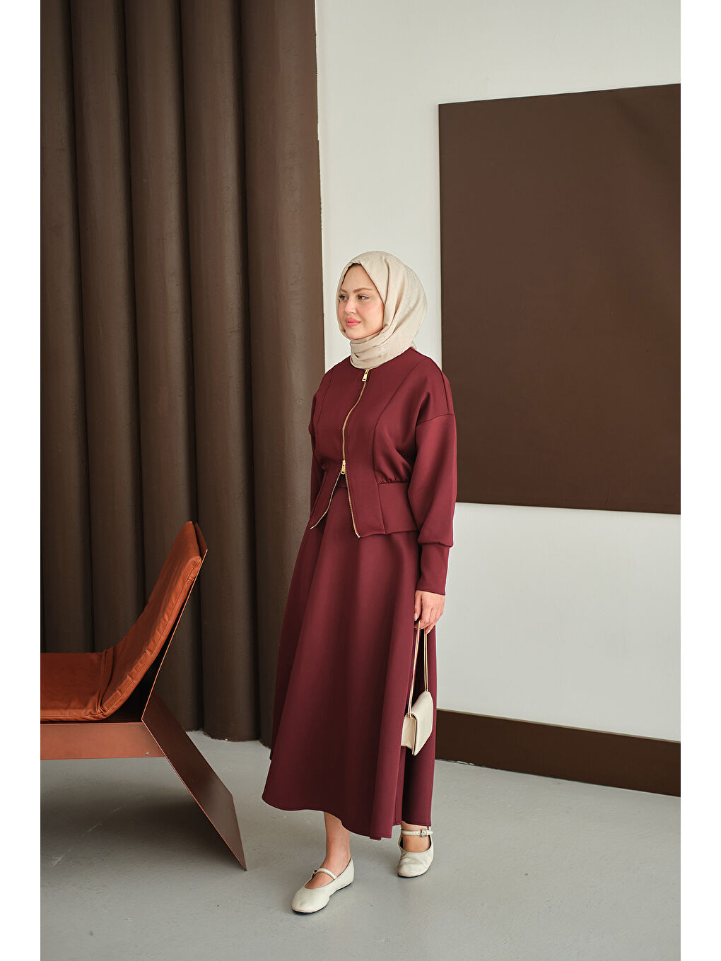 Kadın Beli Korse Detay Takım Bordo-3