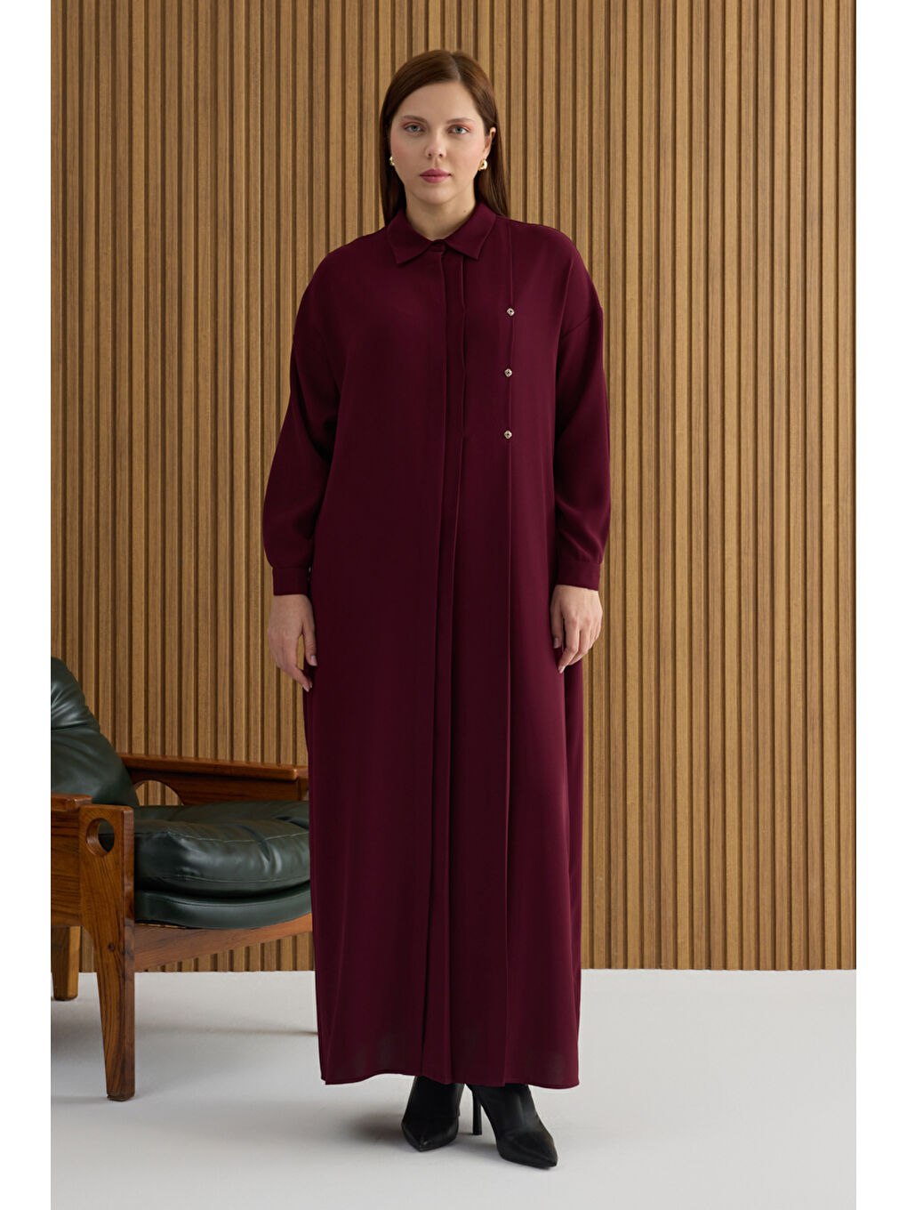 Bordo Koza Logolu Elbise-1