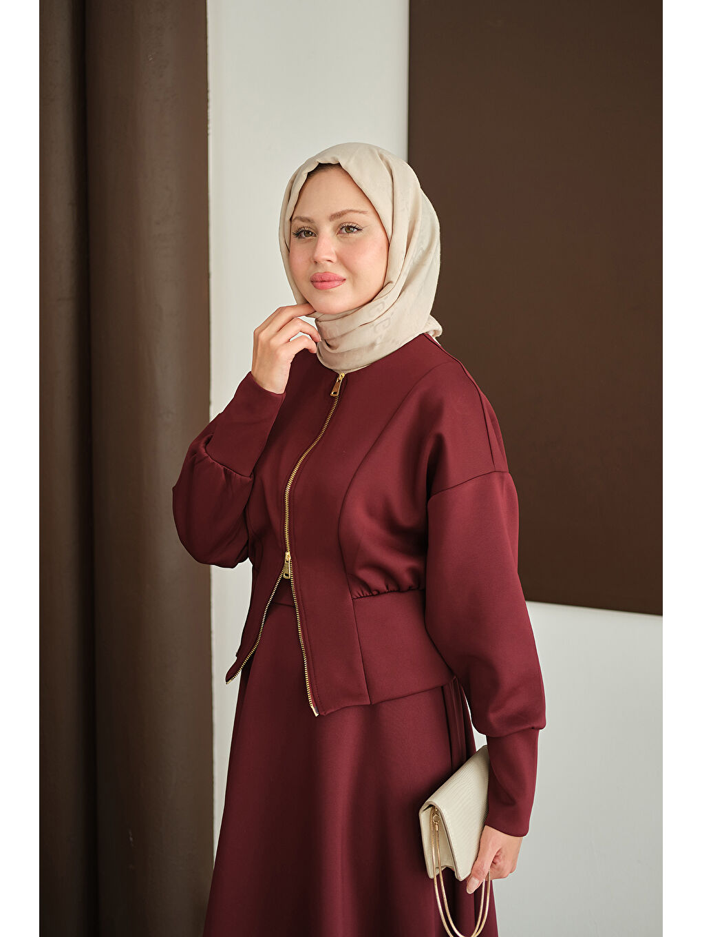 Kadın Beli Korse Detay Takım Bordo-4