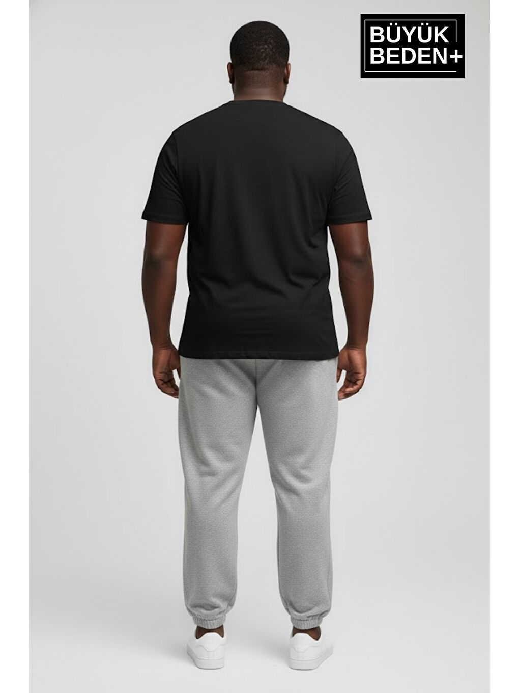 Gri Erkek Büyük Beden BROOKLYN Baskılı Paça Lastikli Jogger İnce Eşofman Altı SPR26BEA951-2-3