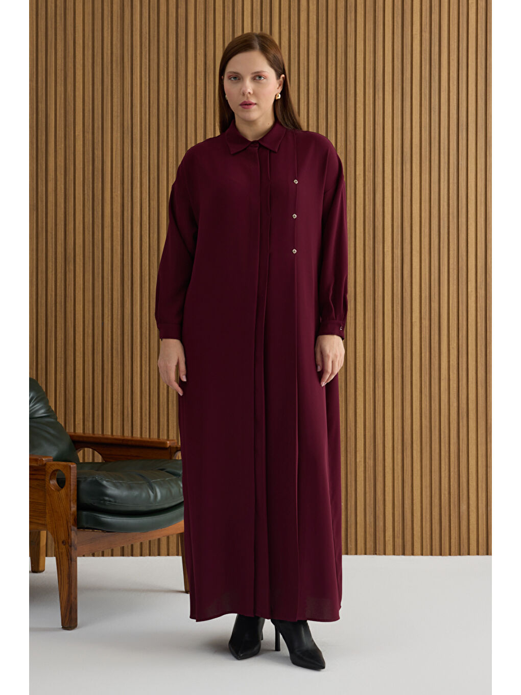 Bordo Koza Logolu Elbise-2