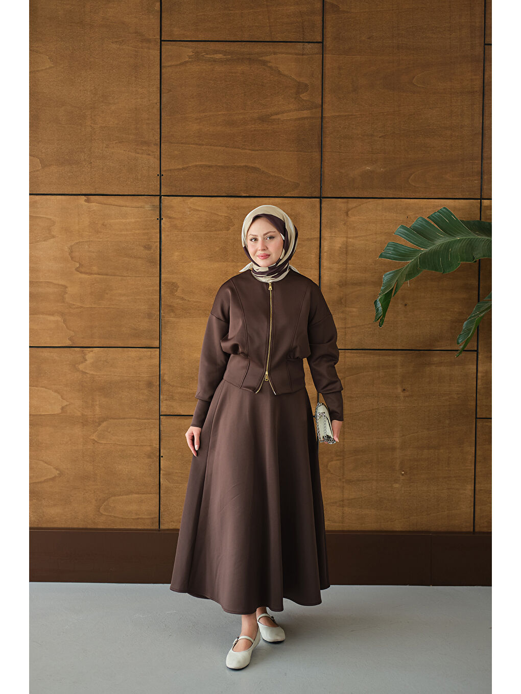 Kadın Beli Korse Detay Takım Kahverengi-2