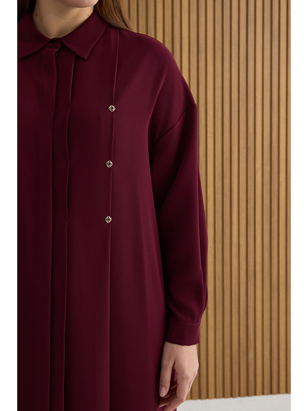 Bordo Koza Logolu Elbise-5