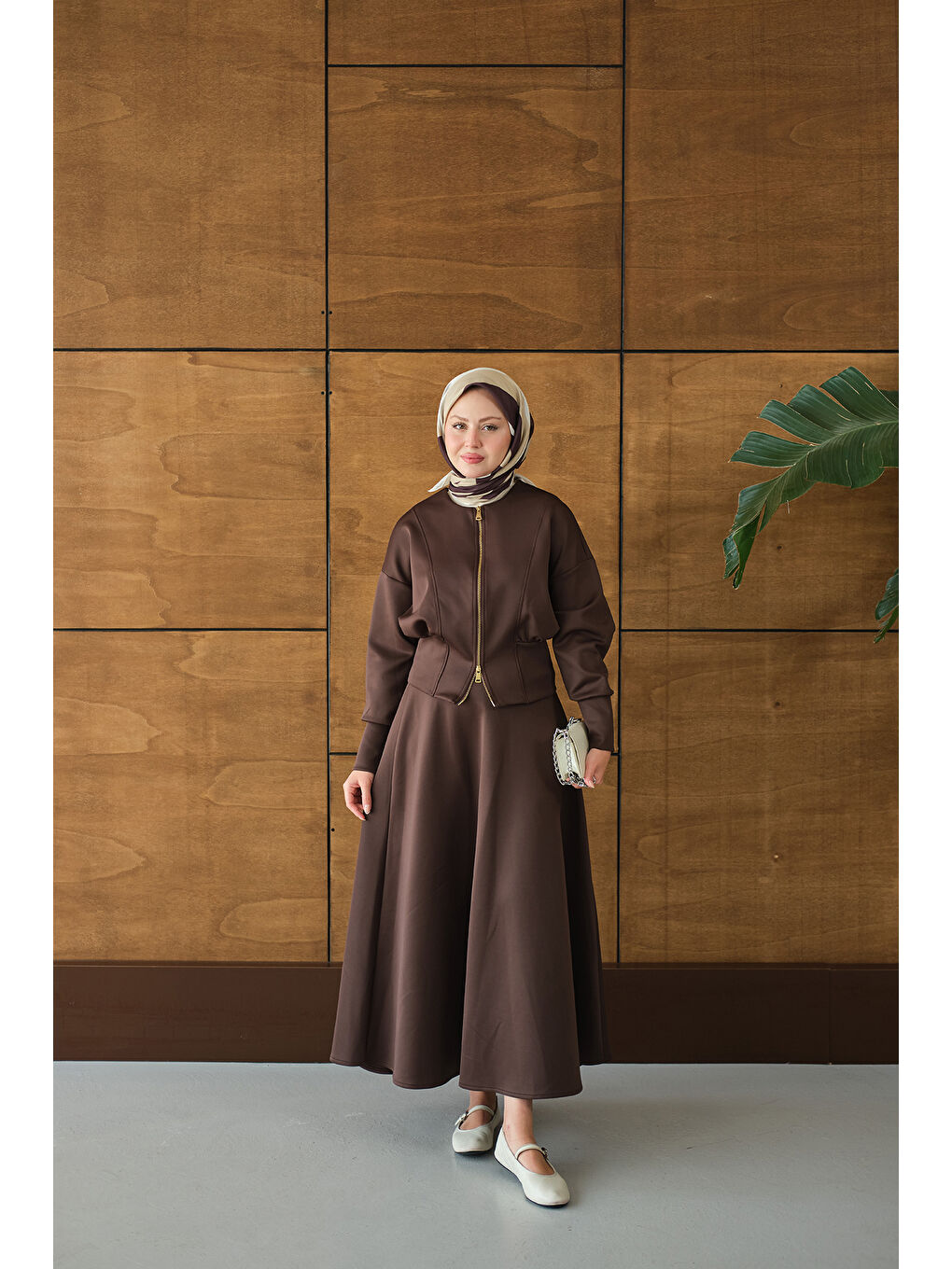 Kadın Beli Korse Detay Takım Kahverengi-3