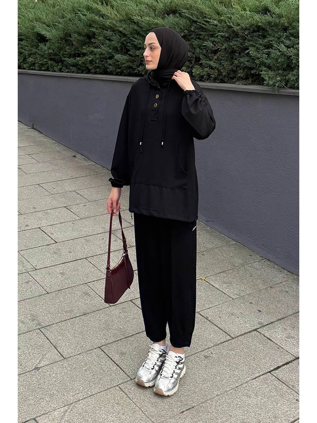 Kapüşonlu İkili Takım Siyah-1