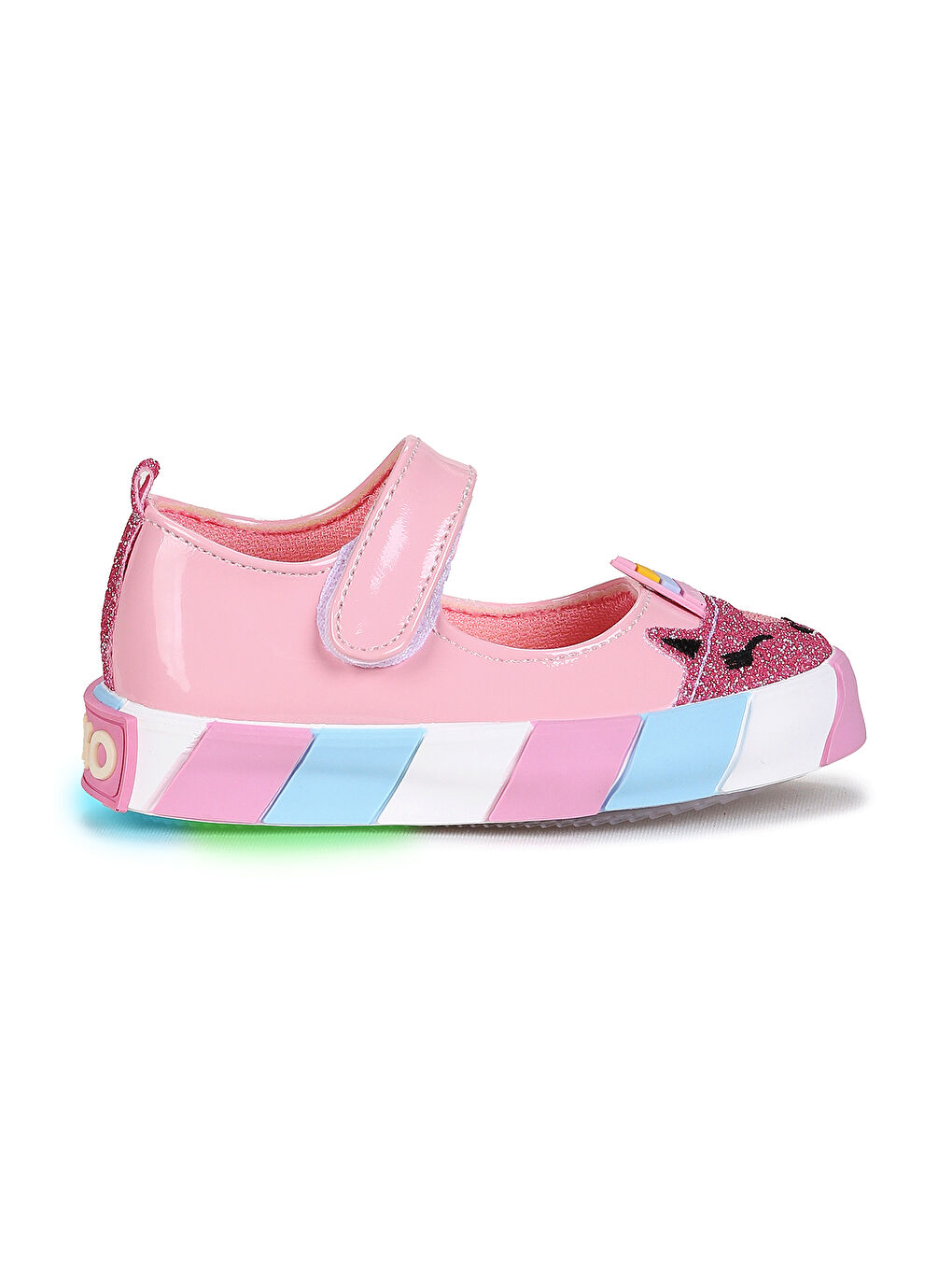 Pembe Gilan Cırtlı Işıklı Kız Bebek Babet Ayakkabı-3