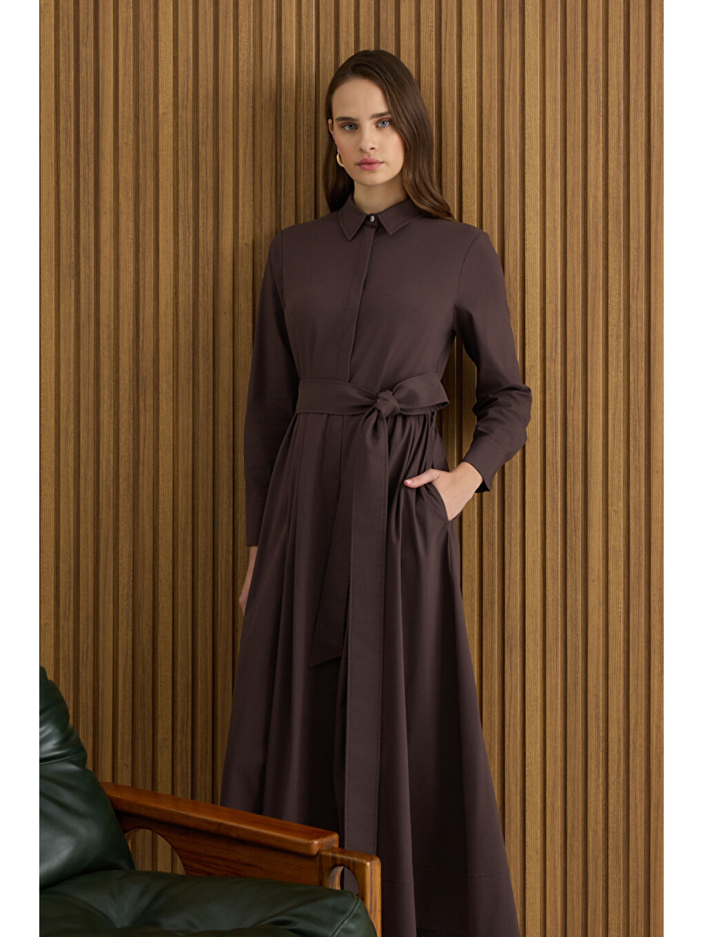 Kahverengi Pamuk Elbise-1