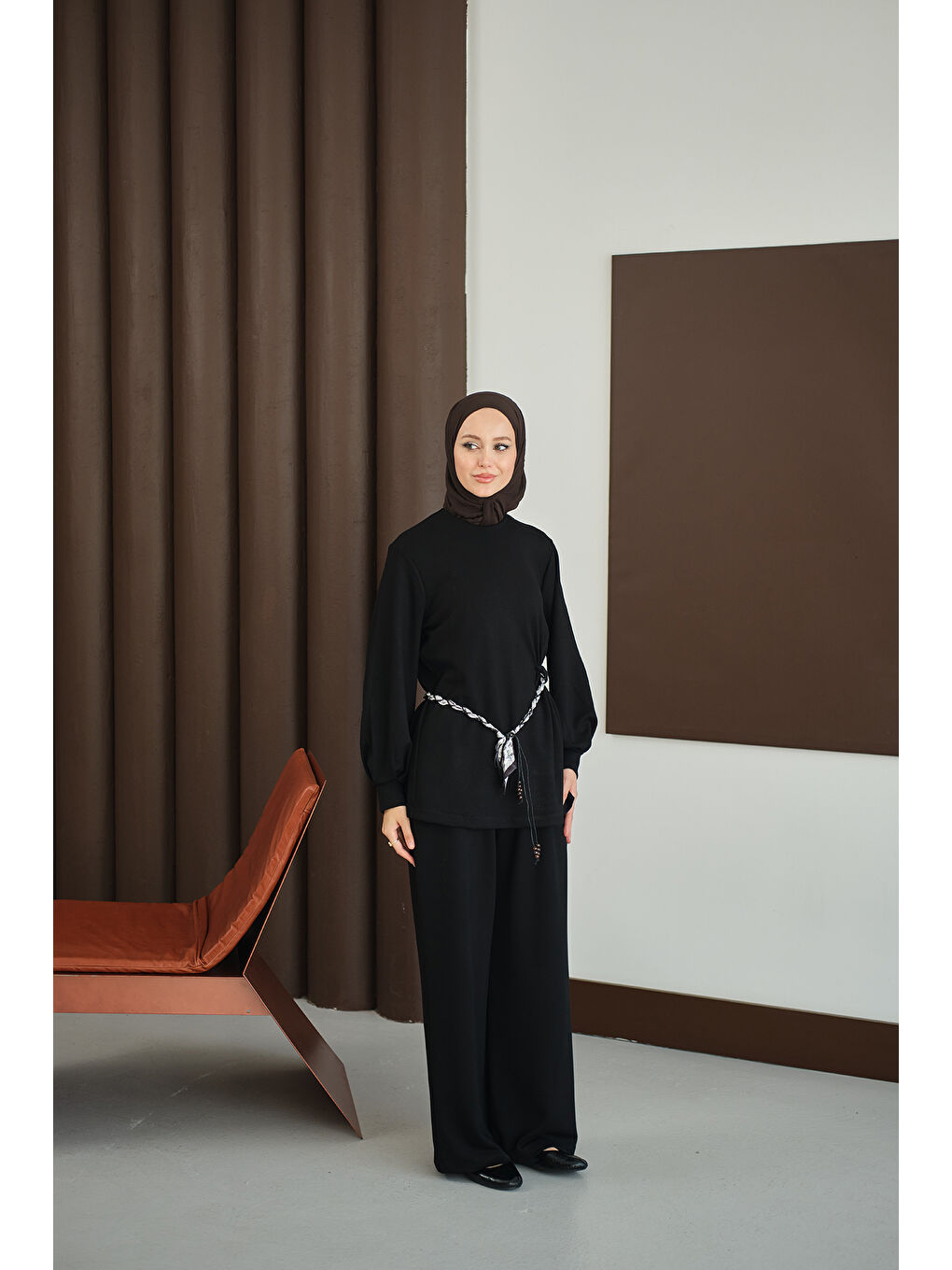 Kadın Kemeri Desenli Takım Siyah-2