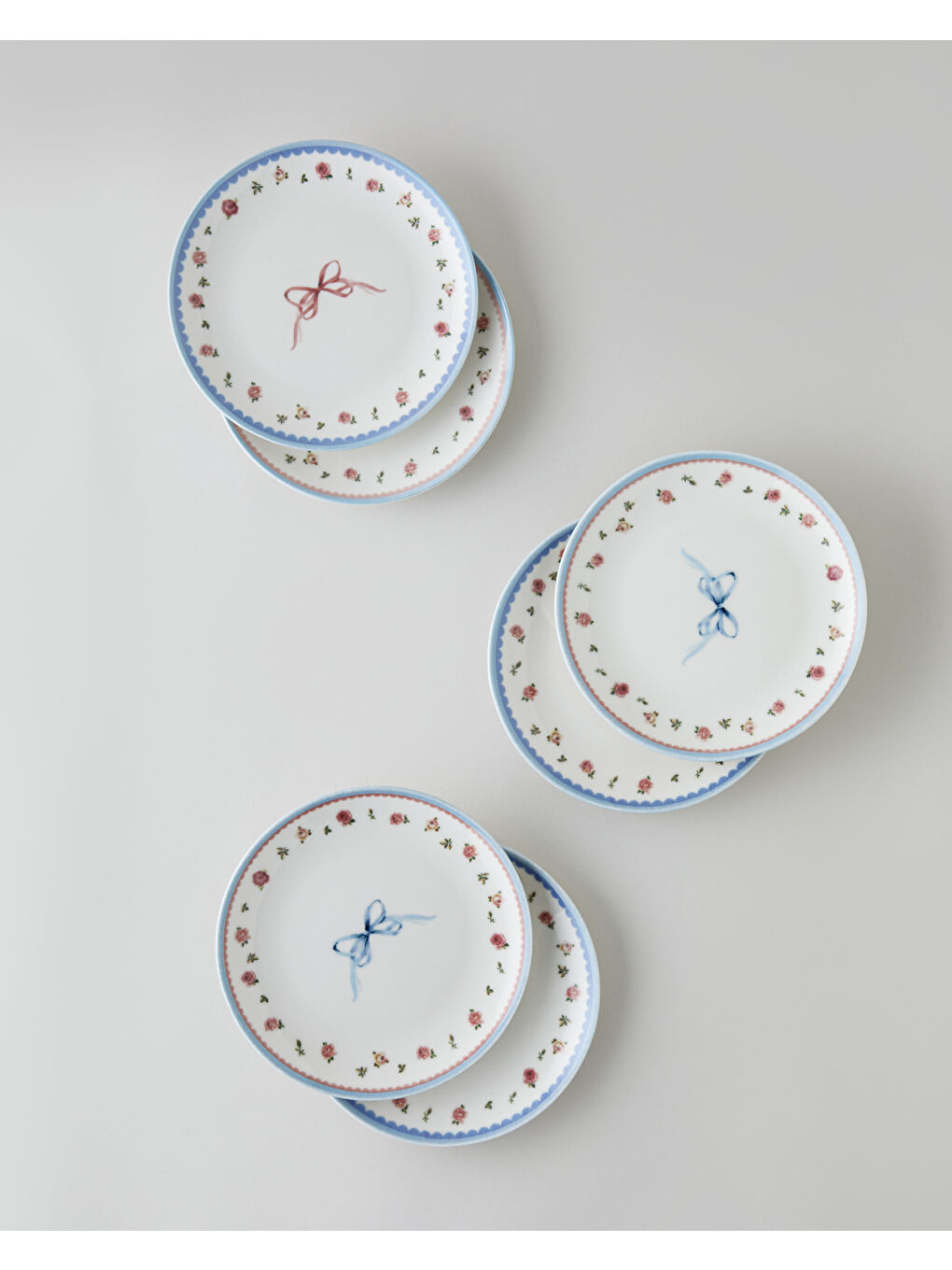 Beyaz Maze Porselen 6'lı Pasta Tabağı 19 cm Renkli