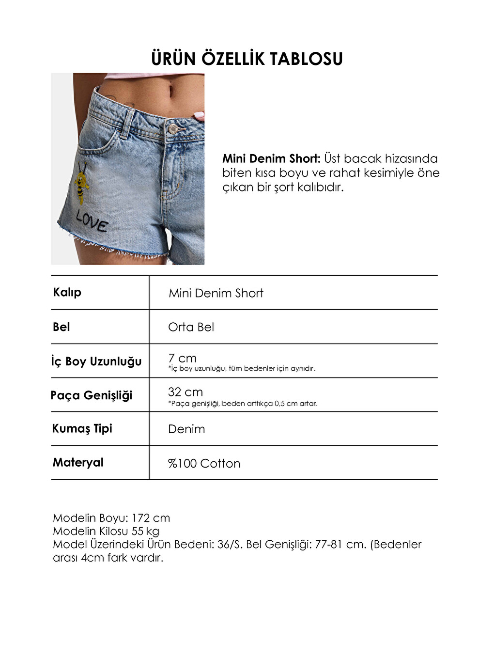 Kadın Mavi 4s6-32 Mini Mom Nakış Desenli Tasarım Denim Şort-2