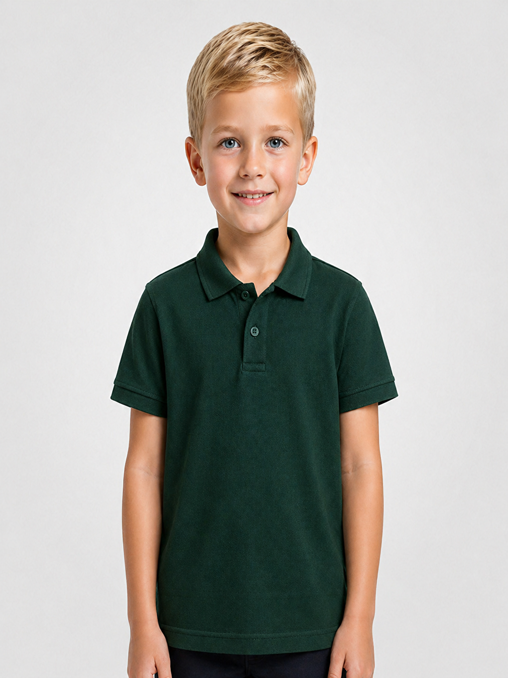 Haki Kids Polo Yaka Basic Kısa Kollu Unisex Çocuk Tişört