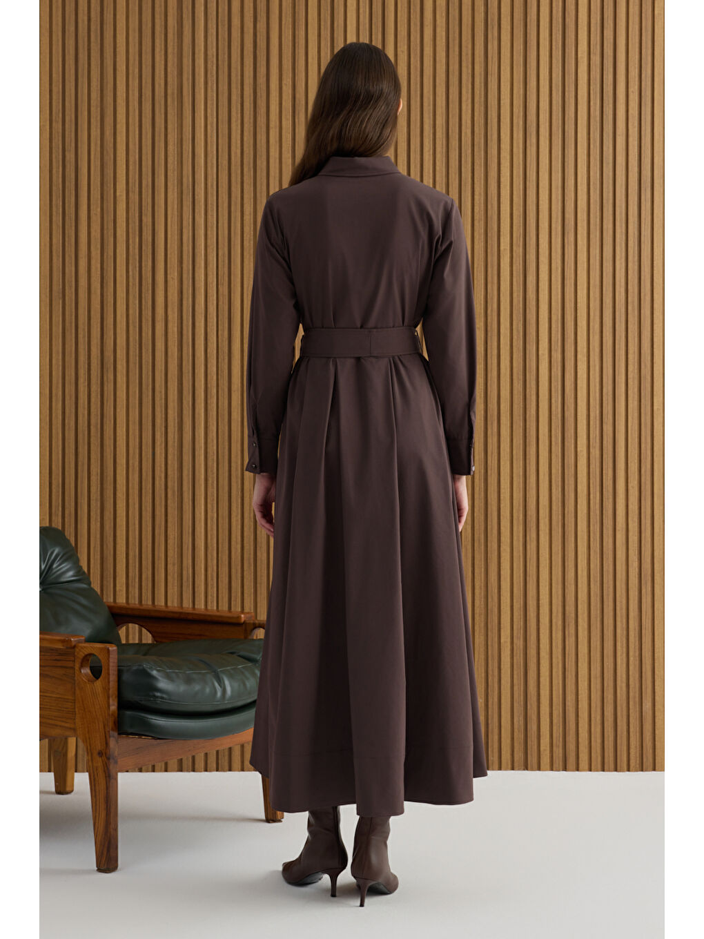 Kahverengi Pamuk Elbise-5