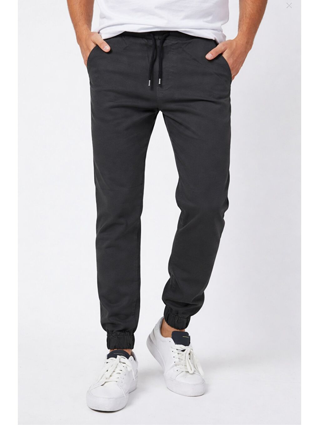 Gri Erkek Bel Paça Lastikli Jogger Pantolon