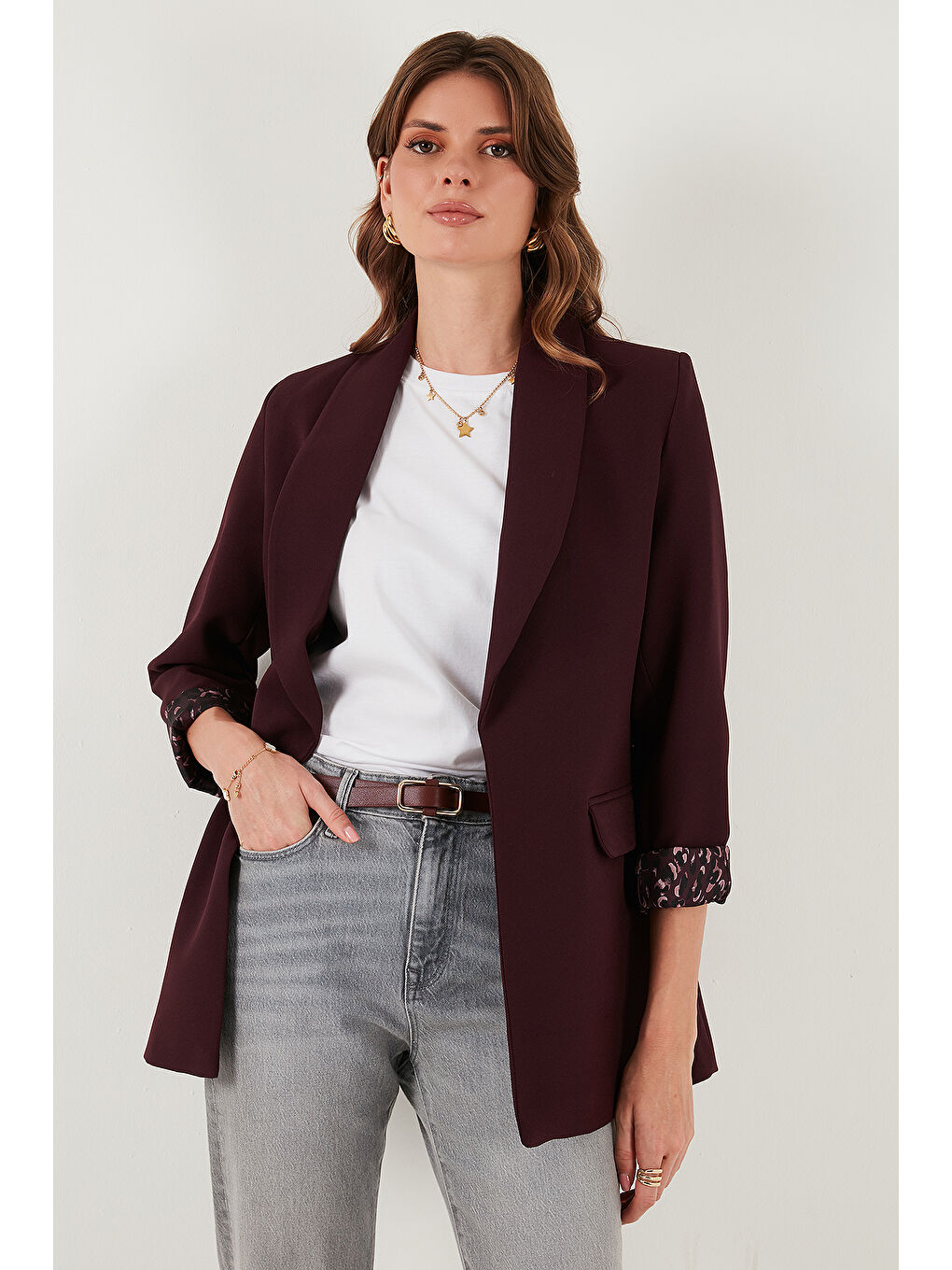 Mürdüm Regular Fit Klasik Yaka Desenli Astar Detaylı Blazer Ceket 6839227