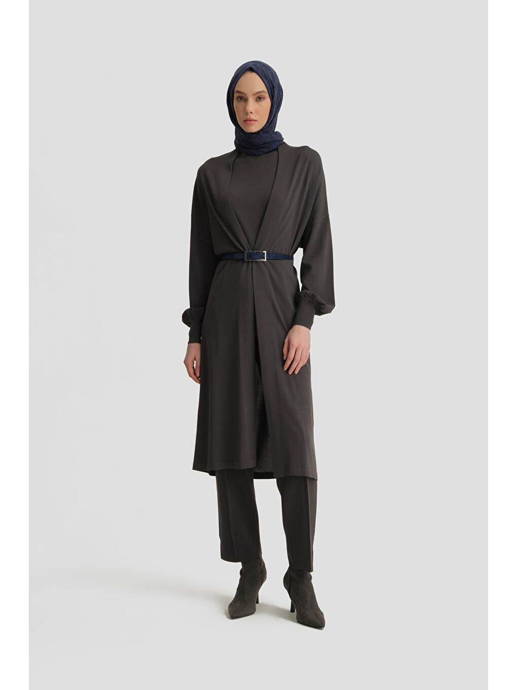 Gri Üç Parça Triko Takım 24Kd2004 Antrasit-2