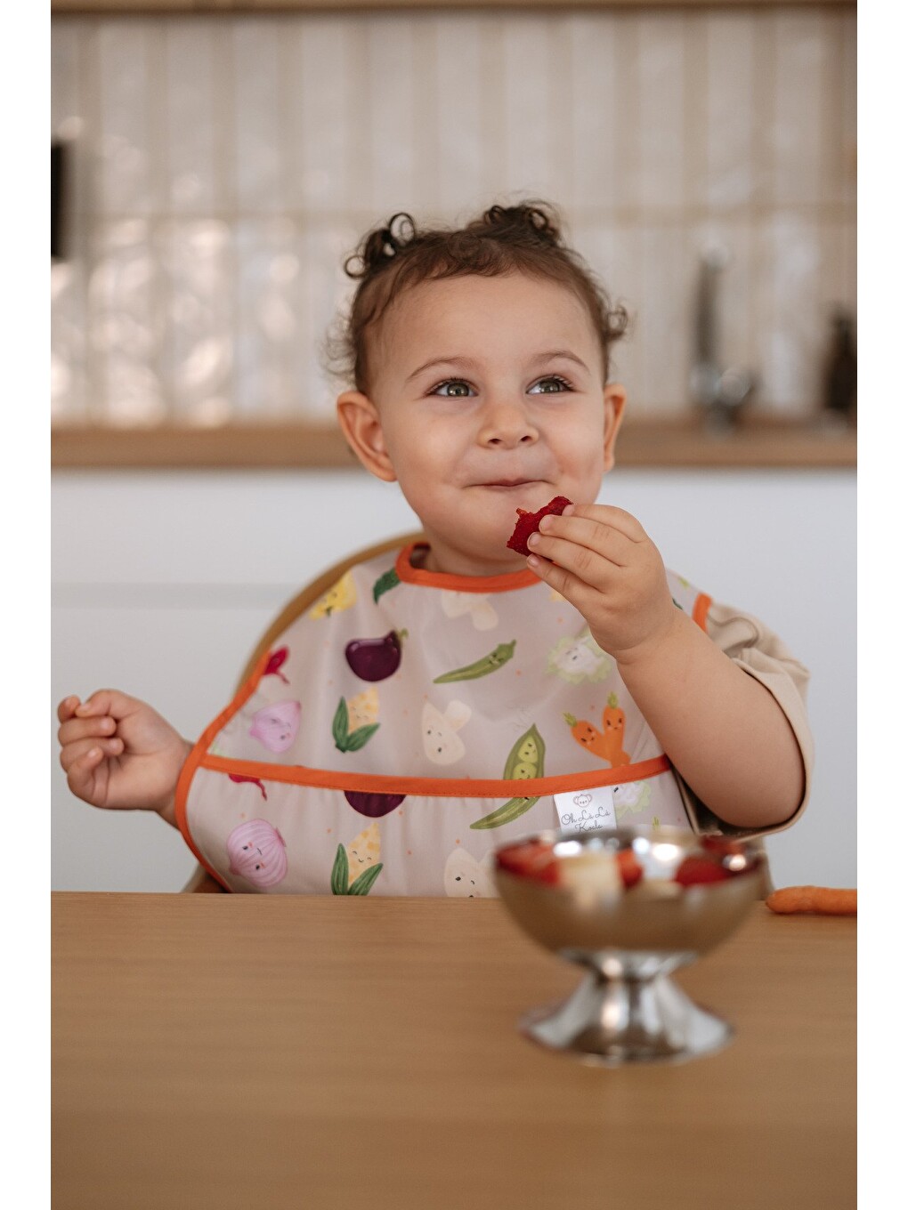 Turuncu Biyeli 2li Sıvı Geçirmez Mama Önlüğü 6-36 AY-7