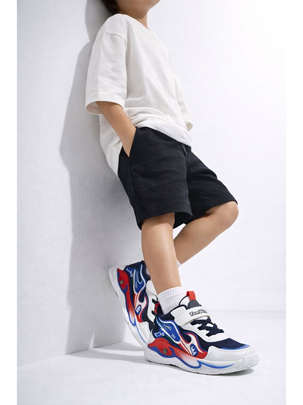 Lacivert Unisex Pastel Renkli Işıltılı Kalın Taban Ortopedik Günlük Spor Ayakkabı Cırtlı Sneaker-1