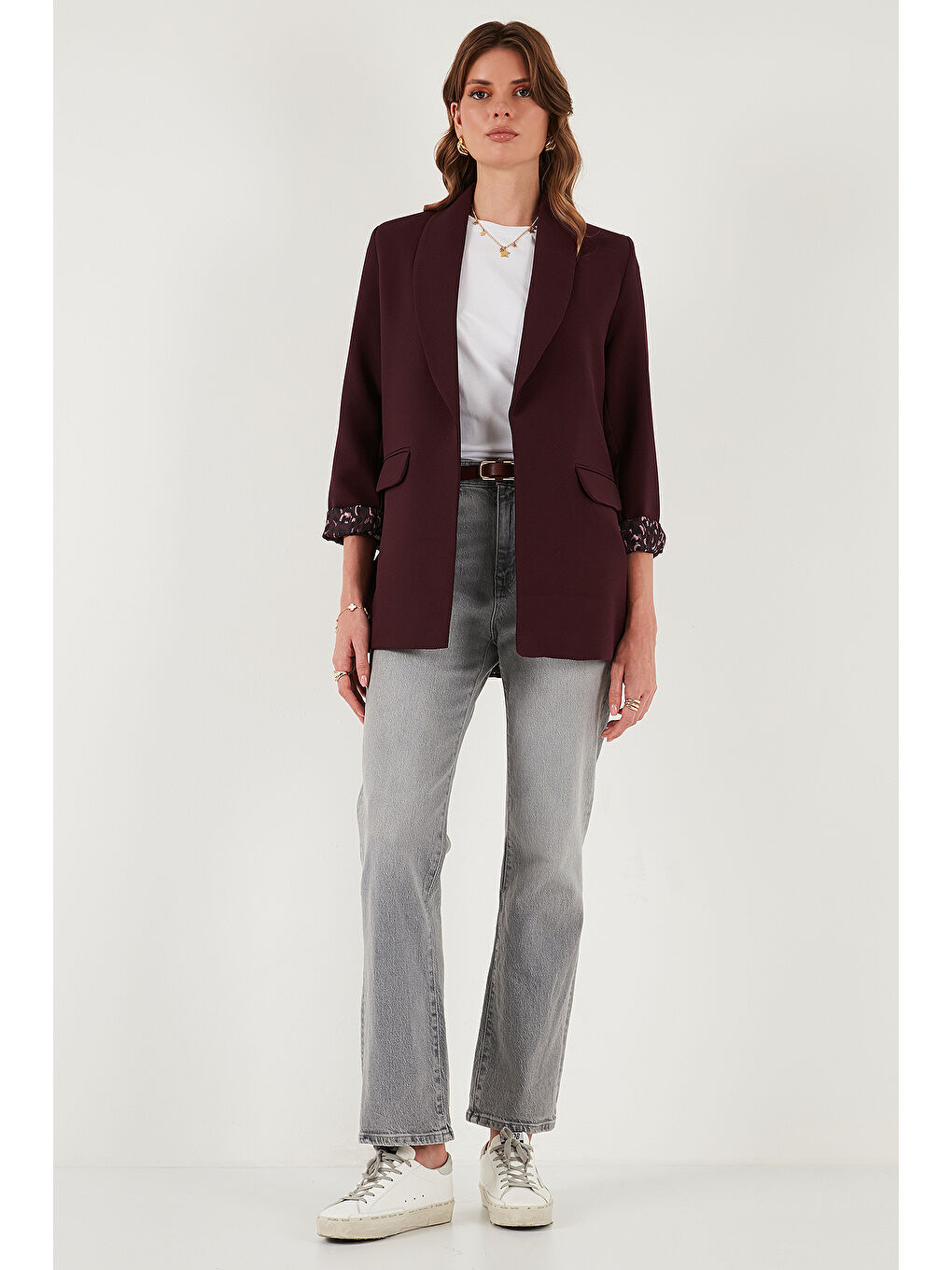 Mürdüm Regular Fit Klasik Yaka Desenli Astar Detaylı Blazer Ceket 6839227-1