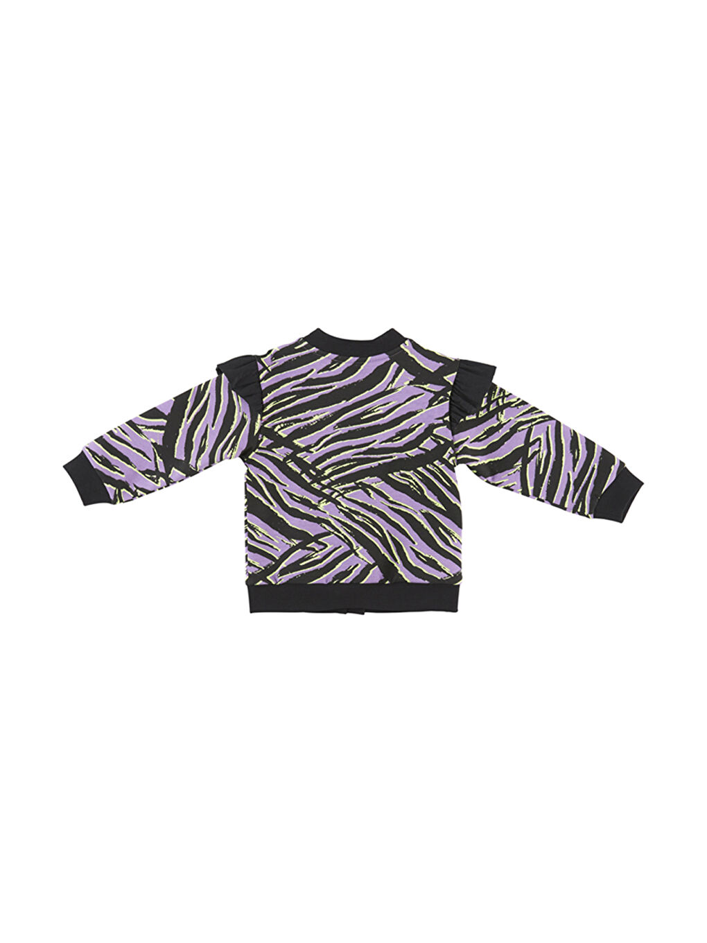 Kız Bebek Zebra Desenli Fermuarlı Siyah Sweatshirt-1