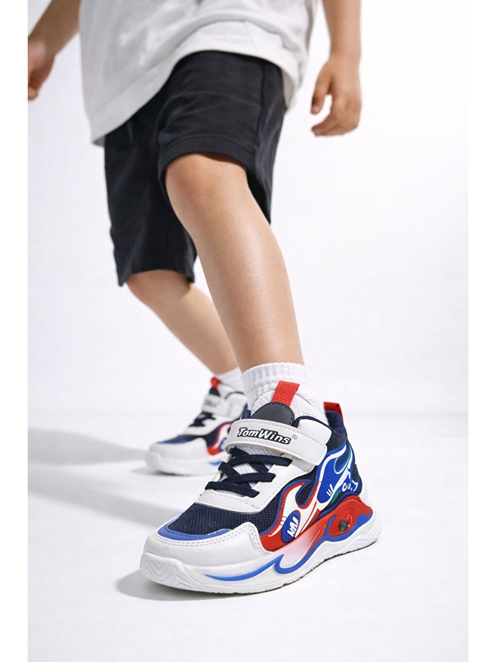 Lacivert Unisex Pastel Renkli Işıltılı Kalın Taban Ortopedik Günlük Spor Ayakkabı Cırtlı Sneaker-2