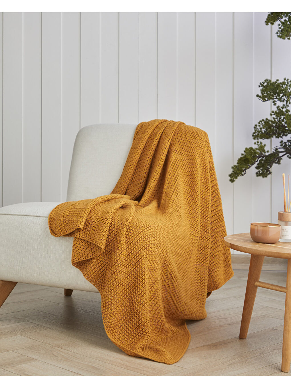 Sarı Celeste Koltuk Şalı 130x170 cm Hardal-1