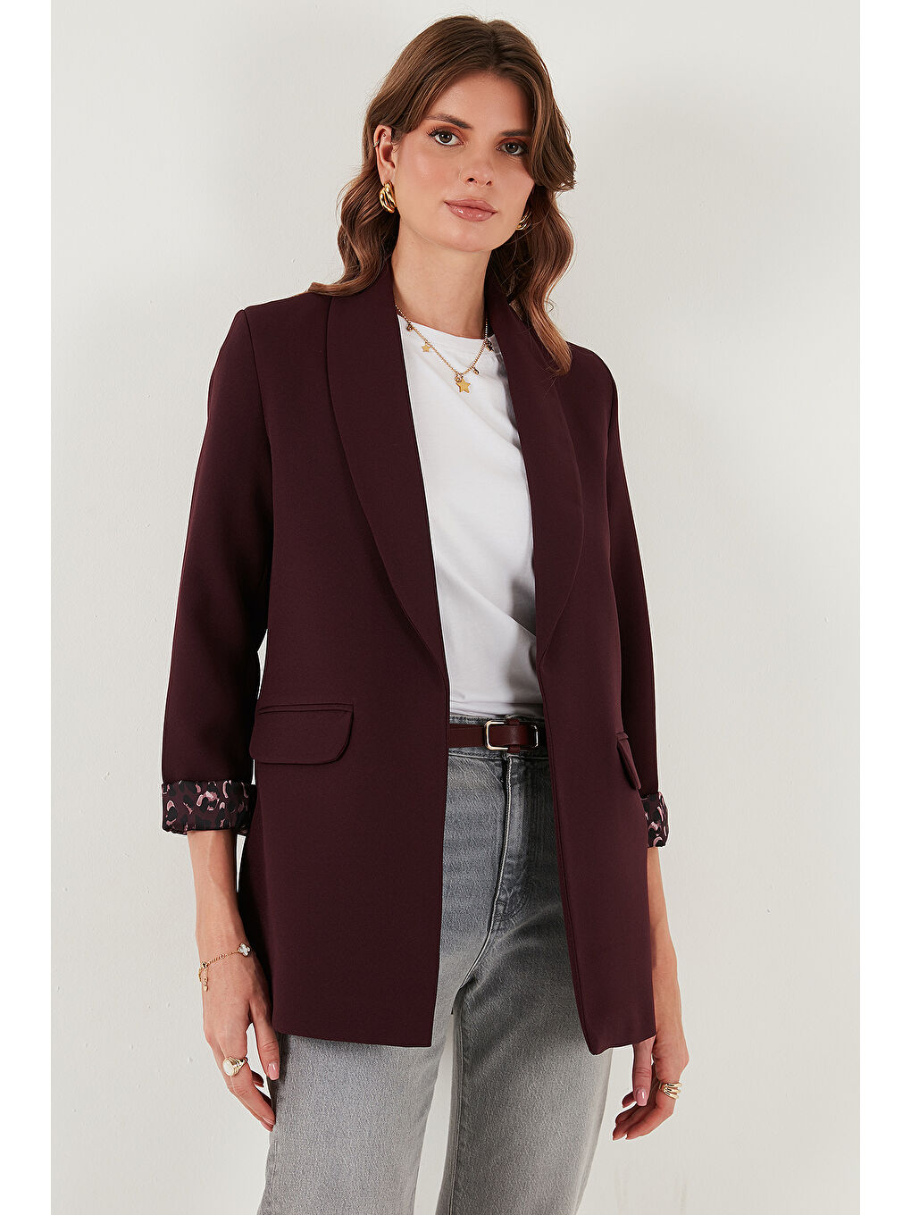 Mürdüm Regular Fit Klasik Yaka Desenli Astar Detaylı Blazer Ceket 6839227-4