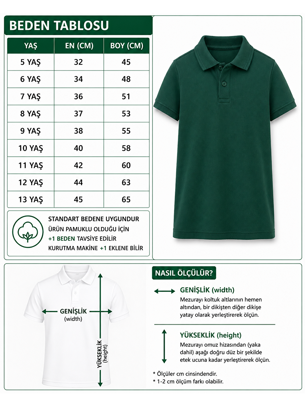 Haki Kids Polo Yaka Basic Kısa Kollu Unisex Çocuk Tişört-1