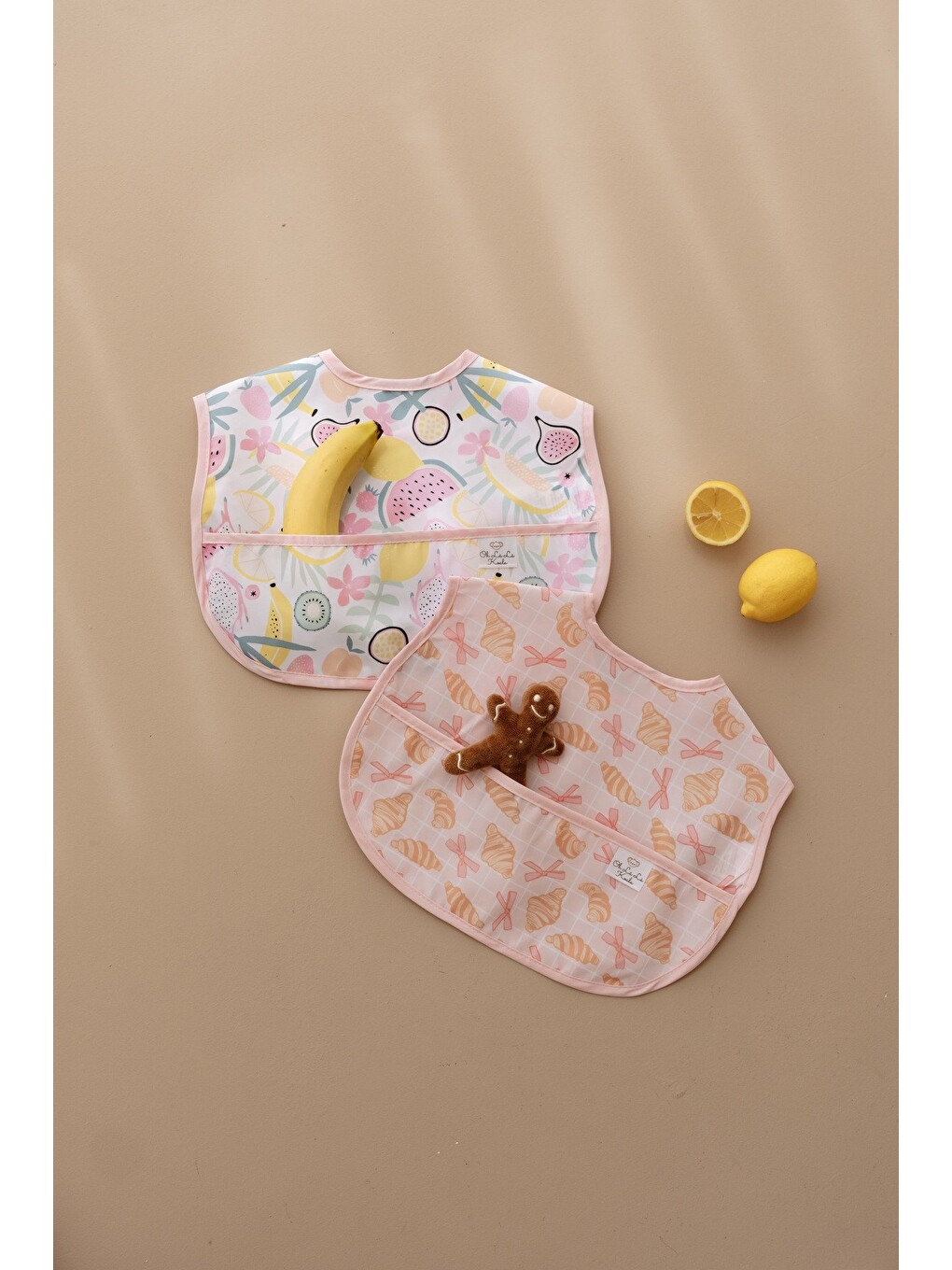 Pudra Biyeli 2li Sıvı Geçirmez Mama Önlüğü 6-36 AY