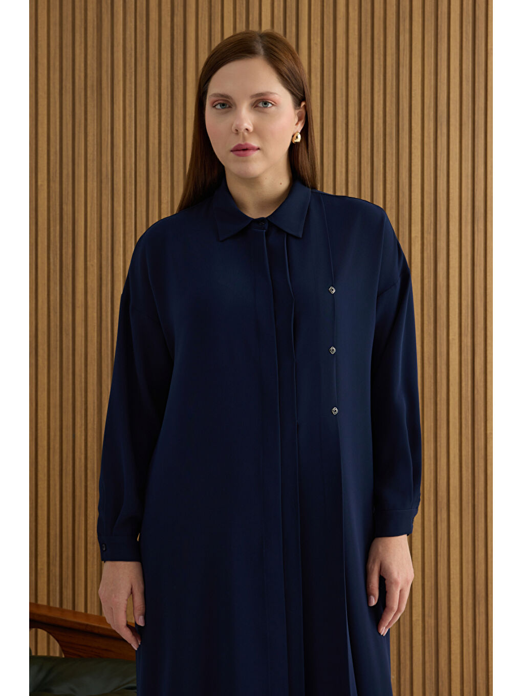 Lacivert Koza Logolu Elbise-3