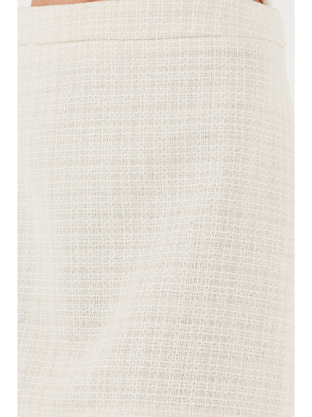 Ekru Pamuk ve Yün Karışımlı Slim Fit Mini Boy Tüvit Etek 611AU086-5