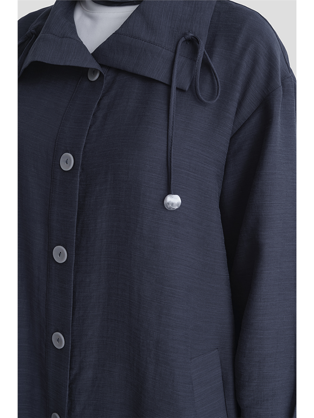 Düğme Detaylı Giyçık Takım İndigo-7