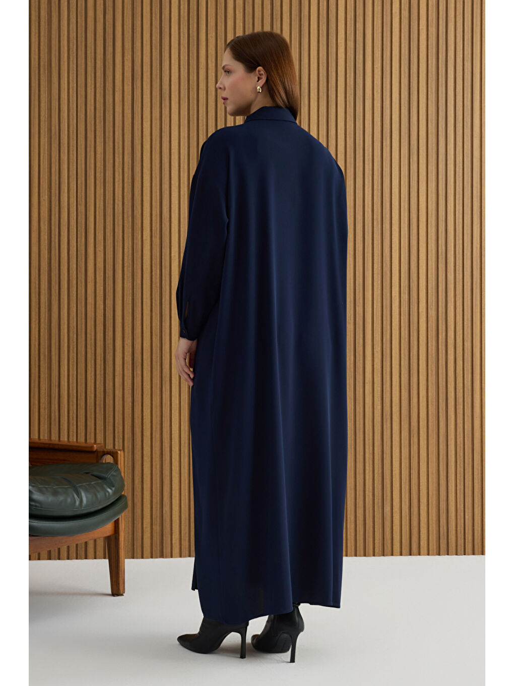 Lacivert Koza Logolu Elbise-5