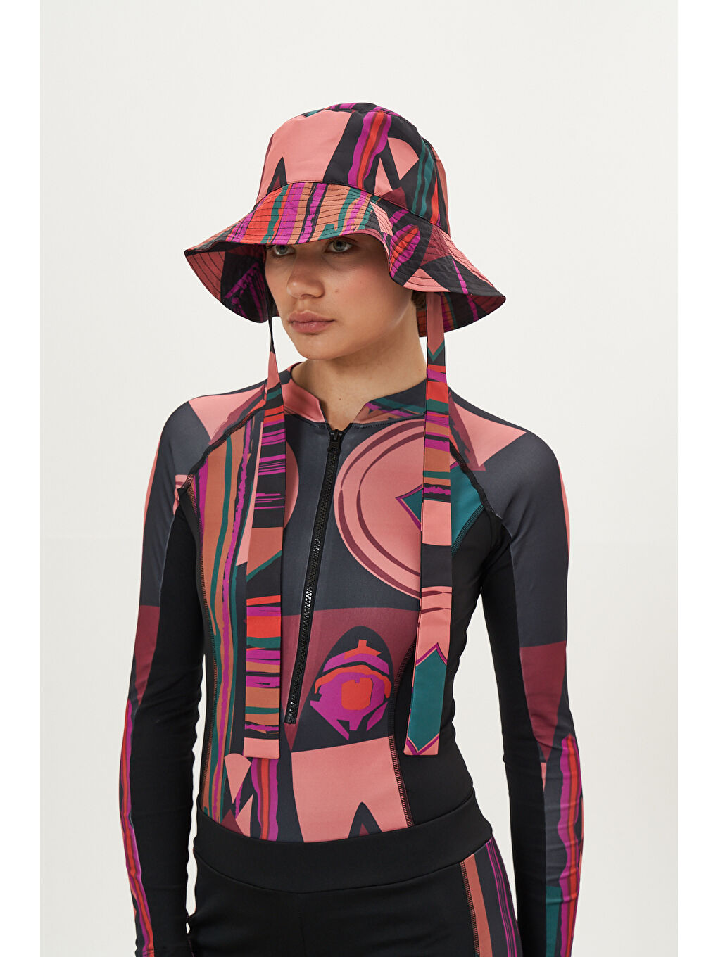 Karışık Bucket Plaj Şapka Etnik Siyah