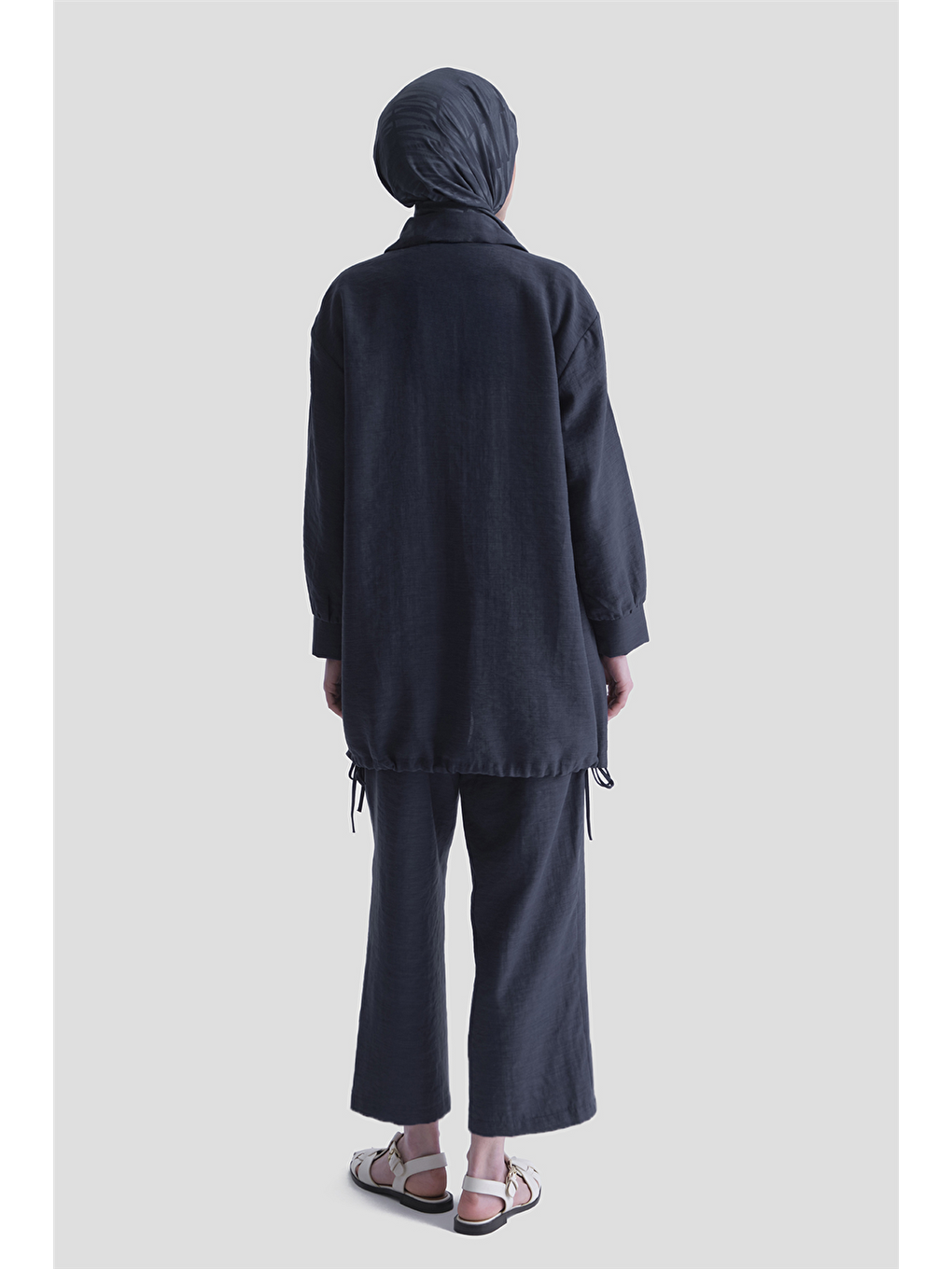 Düğme Detaylı Giyçık Takım İndigo-8