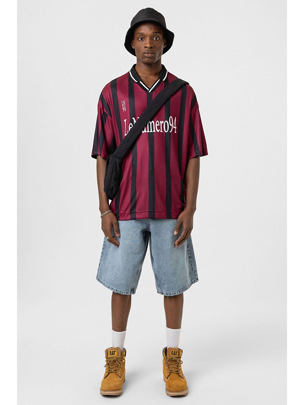 Oversize Baskılı Forma Tişört Bordo