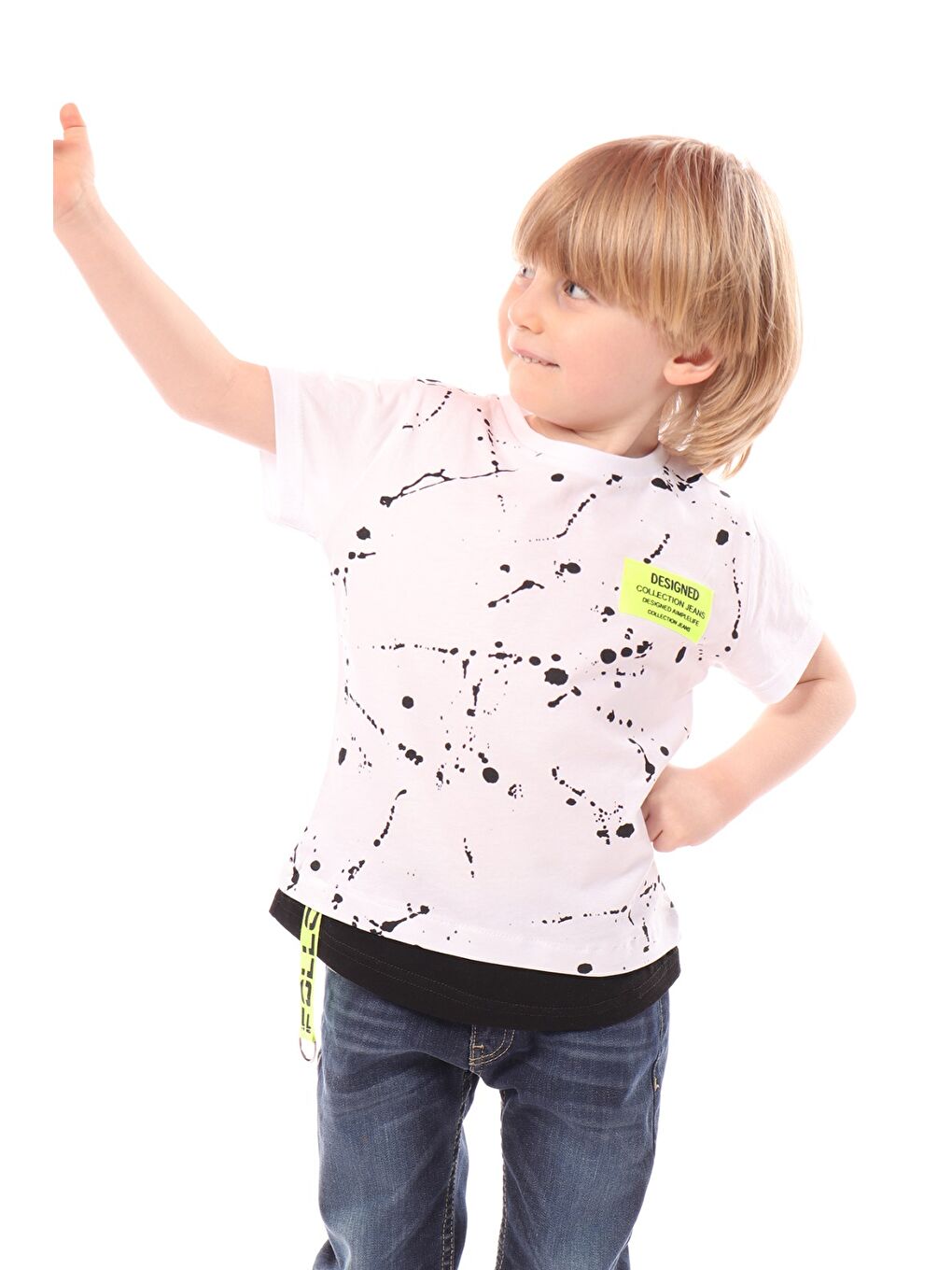 Beyaz Erkek Çocuk Baskılı Tişört