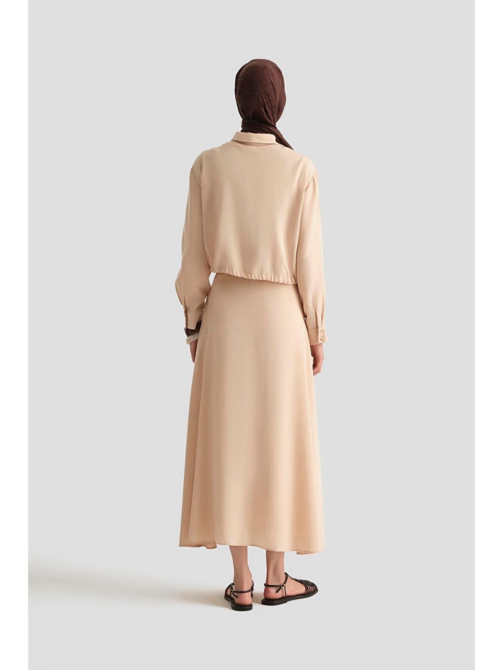 Bej Lyocell Etek 25Yd4226-2 Taş-3