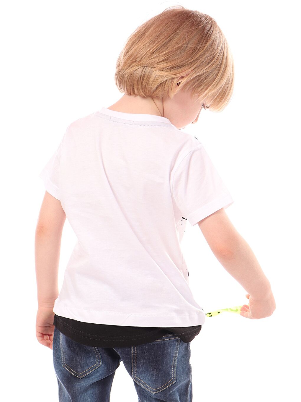 Beyaz Erkek Çocuk Baskılı Tişört-1