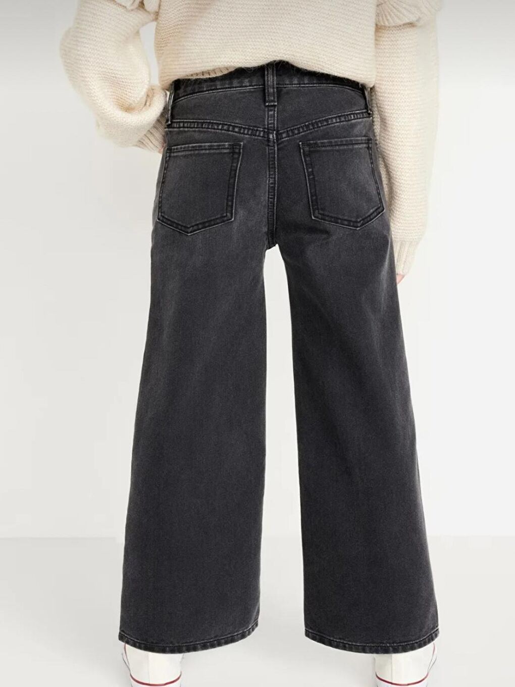 Gri Kız Çocuk Straight Wide Jean Pantolon-1