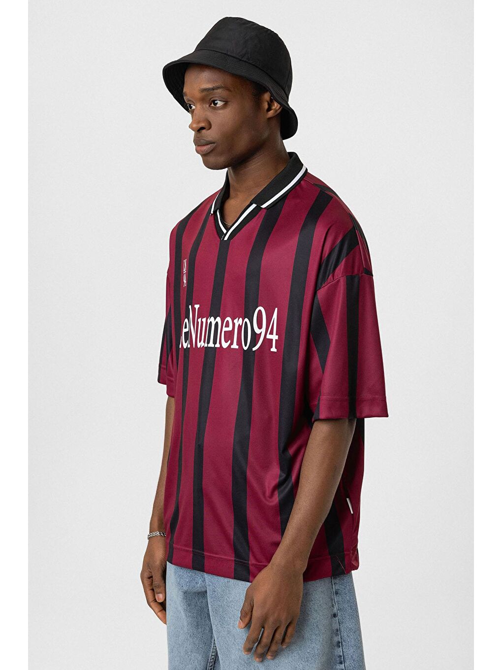 Oversize Baskılı Forma Tişört Bordo-3