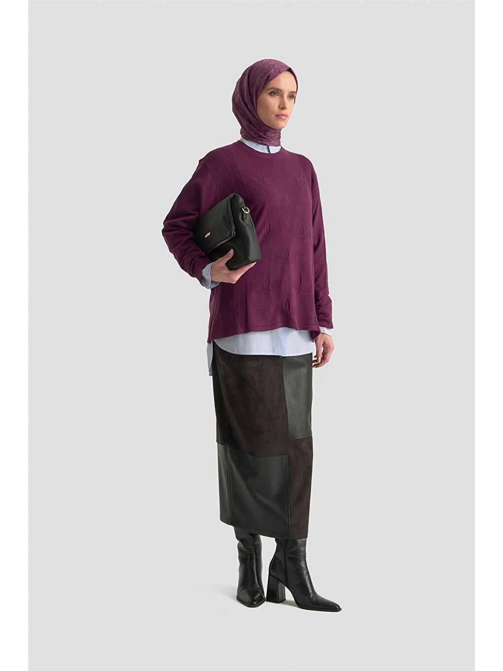 Desenli Kazak 25Kd7010 Mürdüm