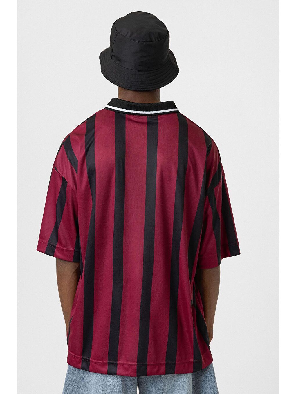 Oversize Baskılı Forma Tişört Bordo-4